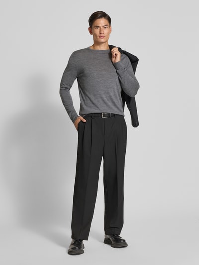 Profuomo Pullover aus Merinowolle mit Rundhalsausschnitt Hellgrau 1