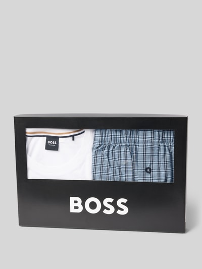 BOSS Regular Fit Pyjama aus Baumwoll-Mix Modell 'CHRIS PATTERN S SET' Hellblau 4