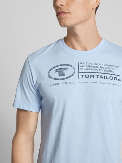 Tom Tailor T-shirt met labelprint Lichtblauw - 3