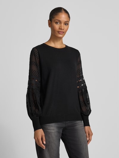 Apricot Gebreide pullover met ribboorden Zwart - 4