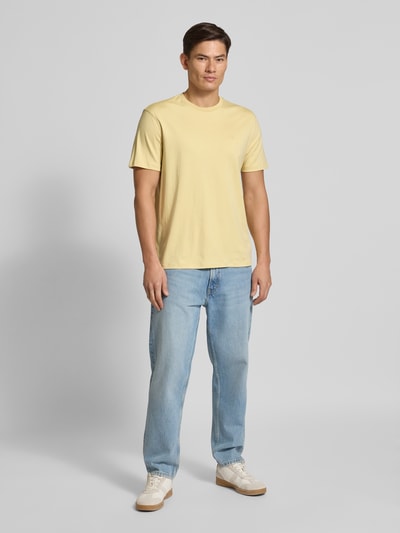 CK Calvin Klein T-Shirt mit Logo-Stitching Modell 'SUPIMA' Hellgelb 1