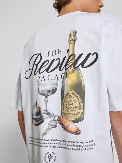REVIEW Oversized T-Shirt mit Label-Print Weiss 3