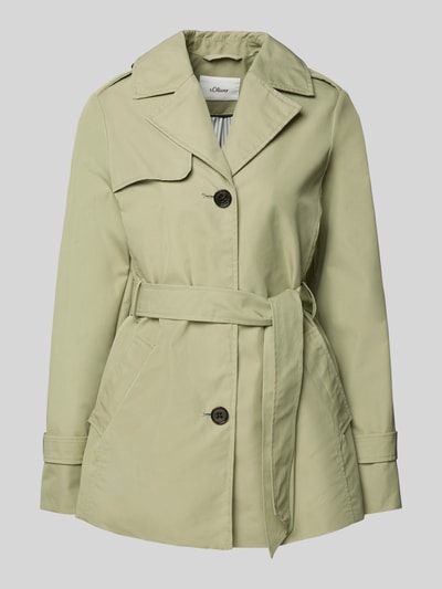 Produktfoto, Regular Fit Trenchcoat aus Baumwoll-Mix von s.Oliver RED LABEL in hellem Beige mit Reverskragen, Gürtel und Knopfleiste, unifarben