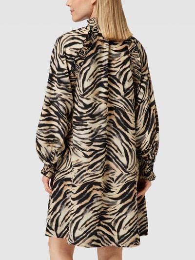 Copenhagen Muse Blousejurk met dierenprint, model 'FRILL' Lichtbruin - 5