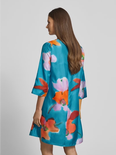 Luisa Cerano Knielanges Kleid aus Seide mit Rundhalsausschnitt Tuerkis 5