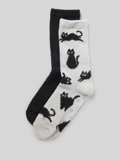 Jake*s Casual Socken mit geripptem Abschluss Hellgrau Melange 1