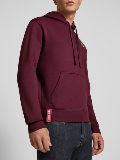 Alpha Industries Hoodie met logo en kangoeroezak Bordeaux - 3