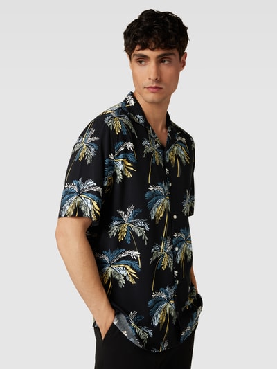 MCNEAL Tailored Fit Freizeithemd aus Viskose mit Allover-Muster Black 3