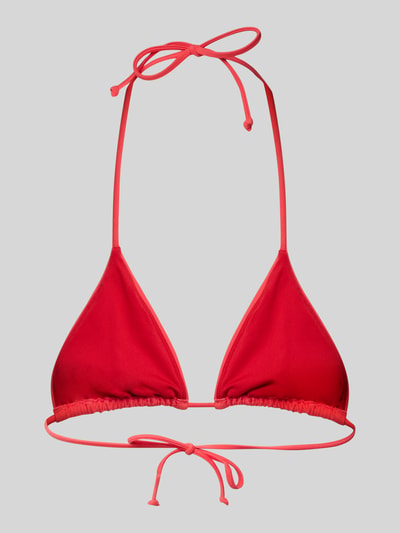 Produktfoto, Bikini-Oberteil mit Label Print Modell 'ADIC BIKINI TOP BLACK' von adidas Originals, unifarben rot, Spaghettiträger, Twill-Struktur.