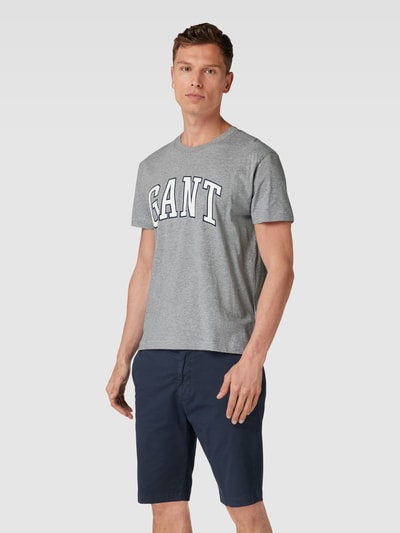 Gant T-Shirt mit Label-Print Silber Melange 4