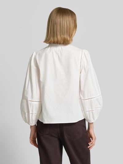 Stefanel Relaxed Fit Bluse mit Loch-Stickerei Modell 'Ajour' Offwhite 5