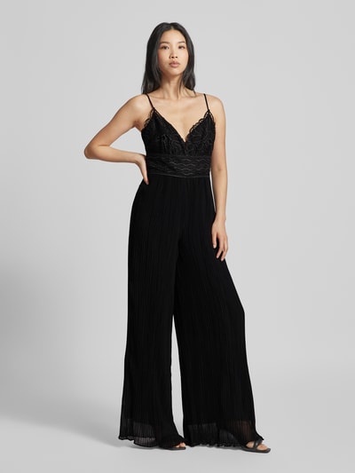 Guess Jumpsuit mit Plisseefalten und Spitzenbesatz Black 1