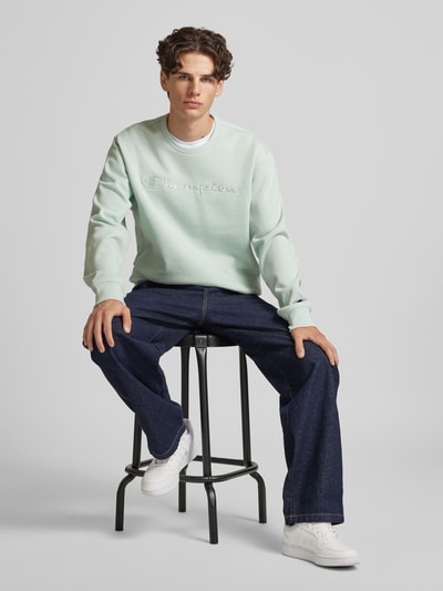 CHAMPION Sweatshirt mit Label-Stitching Hellblau 1