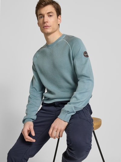 Napapijri Gebreide pullover met raglanmouwen, model 'ZANCA' IJsblauw - 3