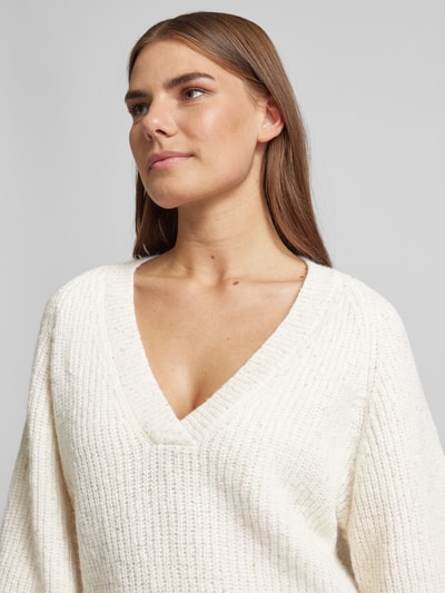 MORE Gebreide pullover met ribboorden Offwhite - 3