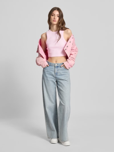 Only Slim fit korte tops van katoenmix, model 'VILMA' Lichtroze - 1