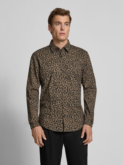 HUGO Slim Fit Freizeithemd aus reiner Baumwolle Modell 'ERMO' Taupe 4