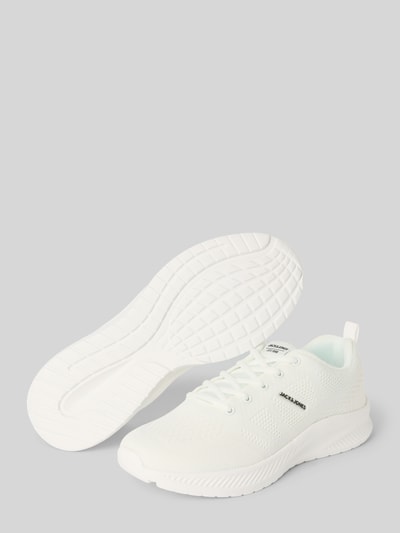 Produktfoto, Sneaker mit Label-Detail Modell 'CROXLEY' von JACK & JONES, weiße Textilstruktur, abgerundete Spitze, Schnürung, Herren, Absatzhöhe 5 cm, Schafthöhe 7 cm, Schaftweite 7 cm