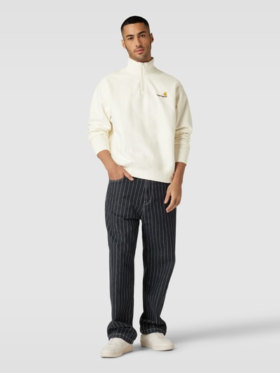 Carhartt Work In Progress Sweatshirt mit Stehkragen und Reißverschluss Offwhite 1