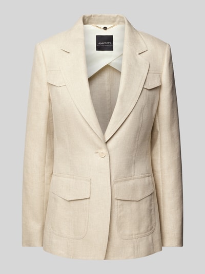 Marc Cain Regular Fit Blazer aus Leinen-Mix mit Pattentaschen Sand 2