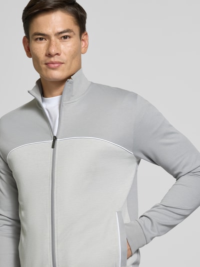 BOSS Regular fit sweatjack van katoenmix Lichtgrijs - 3