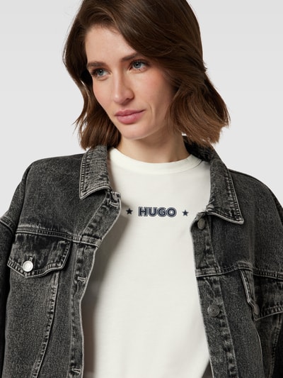 HUGO T-Shirt mit Label-Print Modell 'Damacia' Offwhite 3