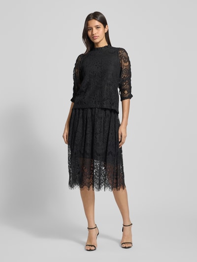 LOLLYS LAUNDRY Midirok met elastische band, model 'Ever' Zwart - 1