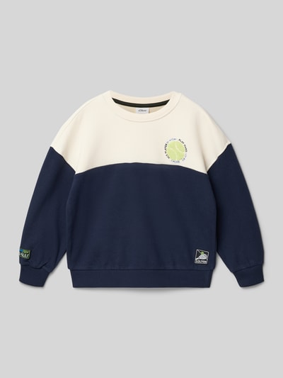 Produktfoto, Relaxed Fit Sweatshirt aus Baumwoll-Mix von s.Oliver RED LABEL in Two-Tone-Optik mit Label-Patch, Motiv-Stitching, Sweat-Struktur.