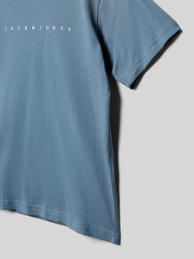 Produktfoto, Regular fit T-shirt met logoprint model 'Estar' van JACK & JONES, puur katoen, ronde hals, ruglengte maat 140: 50 cm