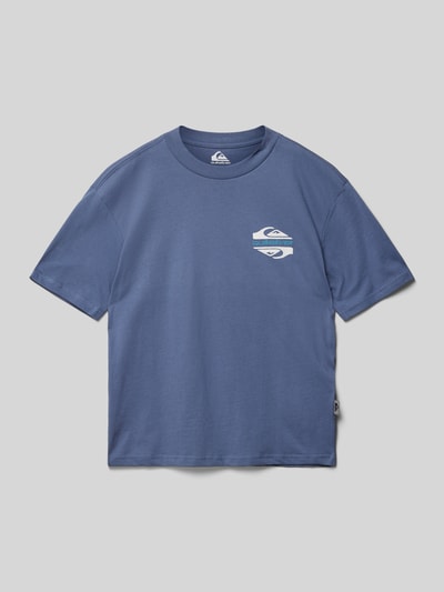 Quiksilver T-shirt met labelprint Rookblauw - 1