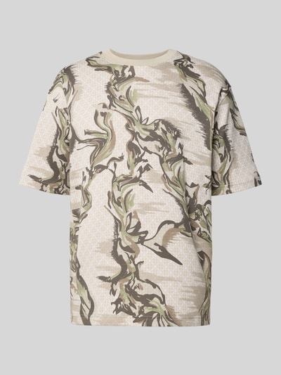 Productfoto, Regular Fit T-shirt uit puur katoen model 'TE-BARB' van BOSS Orange met all-over camouflagemotief, labelpatch, ronde hals, korte mouw, jersey materiaalverwerking