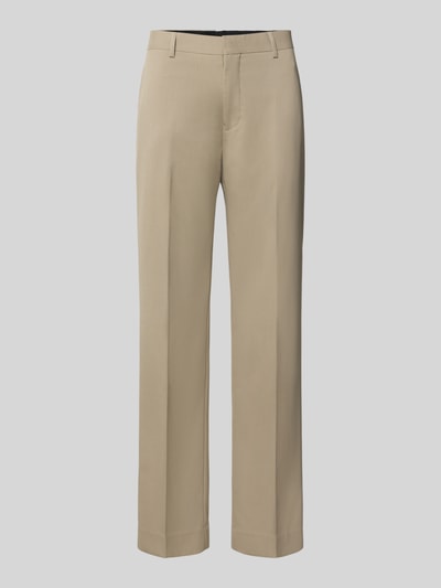 Produktfoto, Straight Fit Hose mit Viskose-Anteil Modell 'Wesley' von Matinique in Beige mit Bügelfalten, Haken- und Reißverschluss