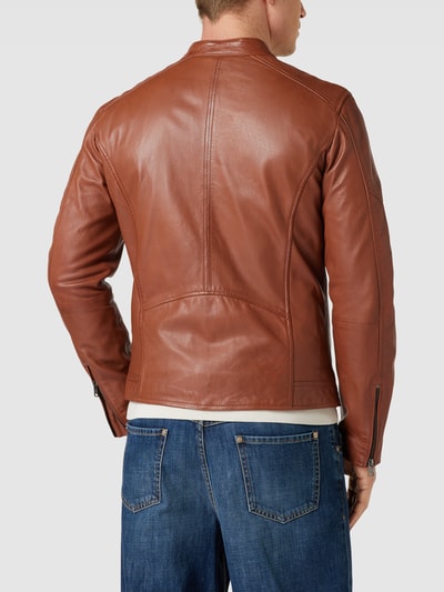 BULL & BERRY Lederjacke mit Reißverschlusstaschen Cognac 5