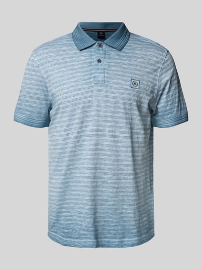 Lerros Regular fit poloshirt met labeldetail, model 'SLUB' Rookblauw - 2