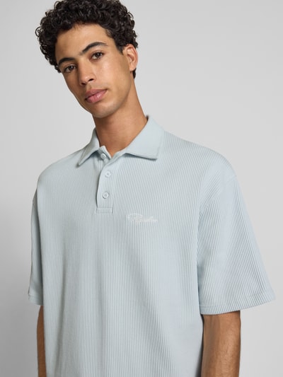 Pegador Oversized Poloshirt mit Strukturmuster Hellblau 3