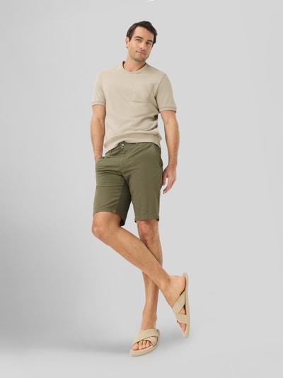 Brax Regular Fit Chinoshorts aus Baumwoll-Mix Modell 'BOZEN' Oliv 1