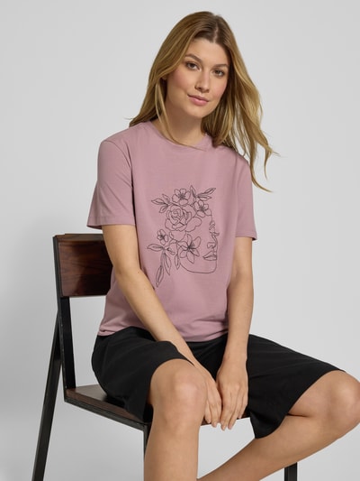 Vila T-shirt met motiefprint, model 'NORA' Rosé - 3