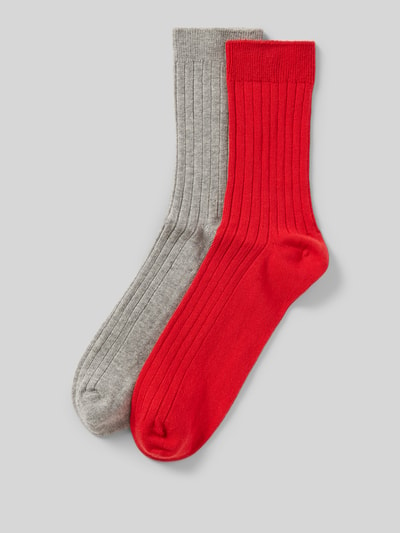 Jake*s Casual Socken mit geripptem Abschluss Rot 1