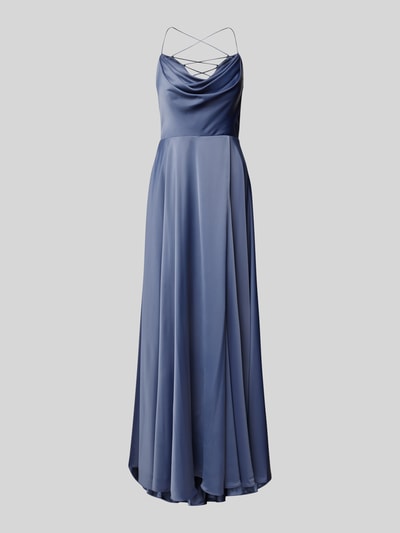 V.M. Abendkleid mit Wasserfall-Ausschnitt Hellblau 2