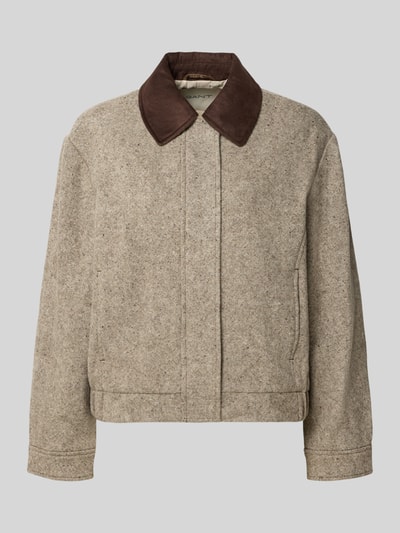 Gant Regular Fit Wolljacke Modell 'Contrast' Mittelbraun 2
