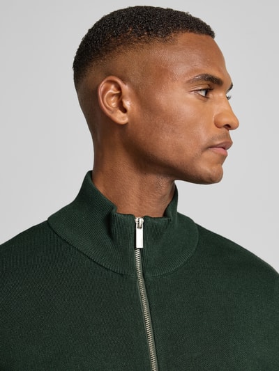 SELECTED HOMME Relaxed fit gebreid jack van viscosemix, model 'TELLER' Donkergroen - 3