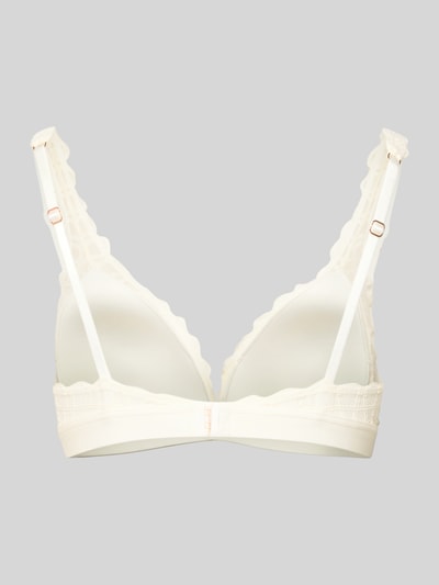 Produktfoto, BH mit Hakenverschluss von Mey in Creme mit Spitzen-Details, Material-Mix mit Stretch-Anteil, Körpernaher Schnitt, verstellbare Träger.