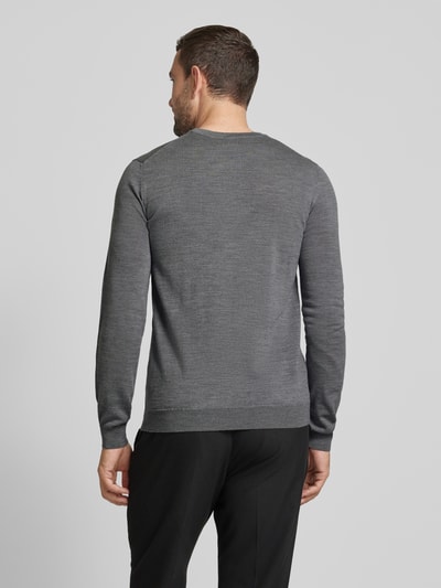 HUGO Pullover van scheerwol met labelstitching, model 'Cedric' Middengrijs gemêleerd - 5