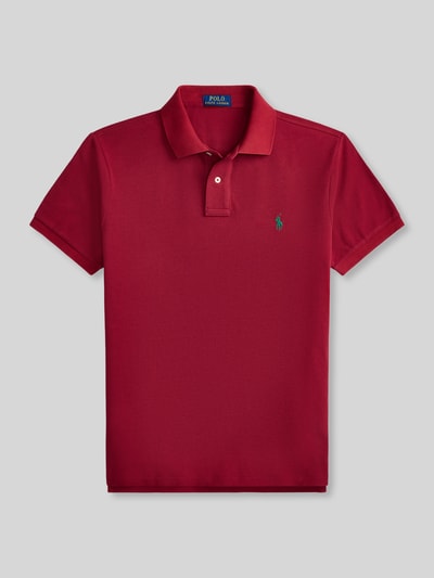 Productfoto, Regular Fit Poloshirt aus reiner Baumwolle van Polo Ralph Lauren in effen rood met logodetail, korte knoopsluiting, piquétextuur
