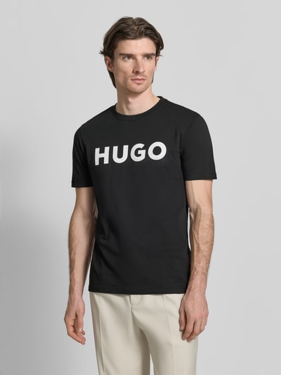 HUGO T-Shirt mit Label-Schriftzug Modell 'DULIVIO' Black 4