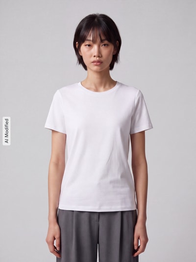 Tom Tailor Regular Fit T-Shirt aus reiner Baumwolle Modell 'LOS' Weiss 4