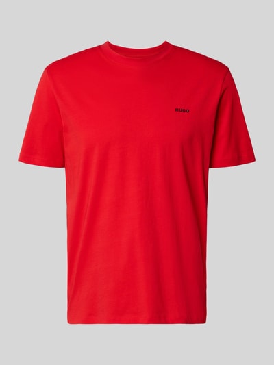 Produktfoto, Regular Fit T-Shirt aus reiner Baumwolle Modell 'DERO222' von HUGO, efekt: jednolity kolor, krój regular fit, nadruk z logo, okrągły dekolt, krótki rękaw, wykończenie materiału: dżersej, materiał: bawełna