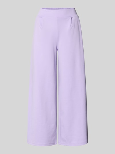 Produktfoto, Wide fit damesbroek met elastische band model 'Kate' van ICHI in lila materiaalmix met viscose, binnenbeenlengte 66 cm