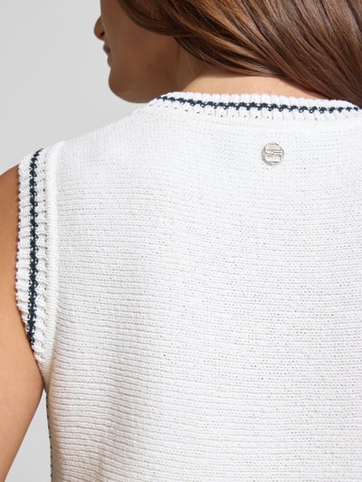 Marc Cain Strickkleid mit Rundhalsausschnitt und Kontraststreifen Weiss 3