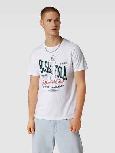 BLS HAFNIA T-shirt z nadrukiem z napisem model ‘Golf’ Biały 4